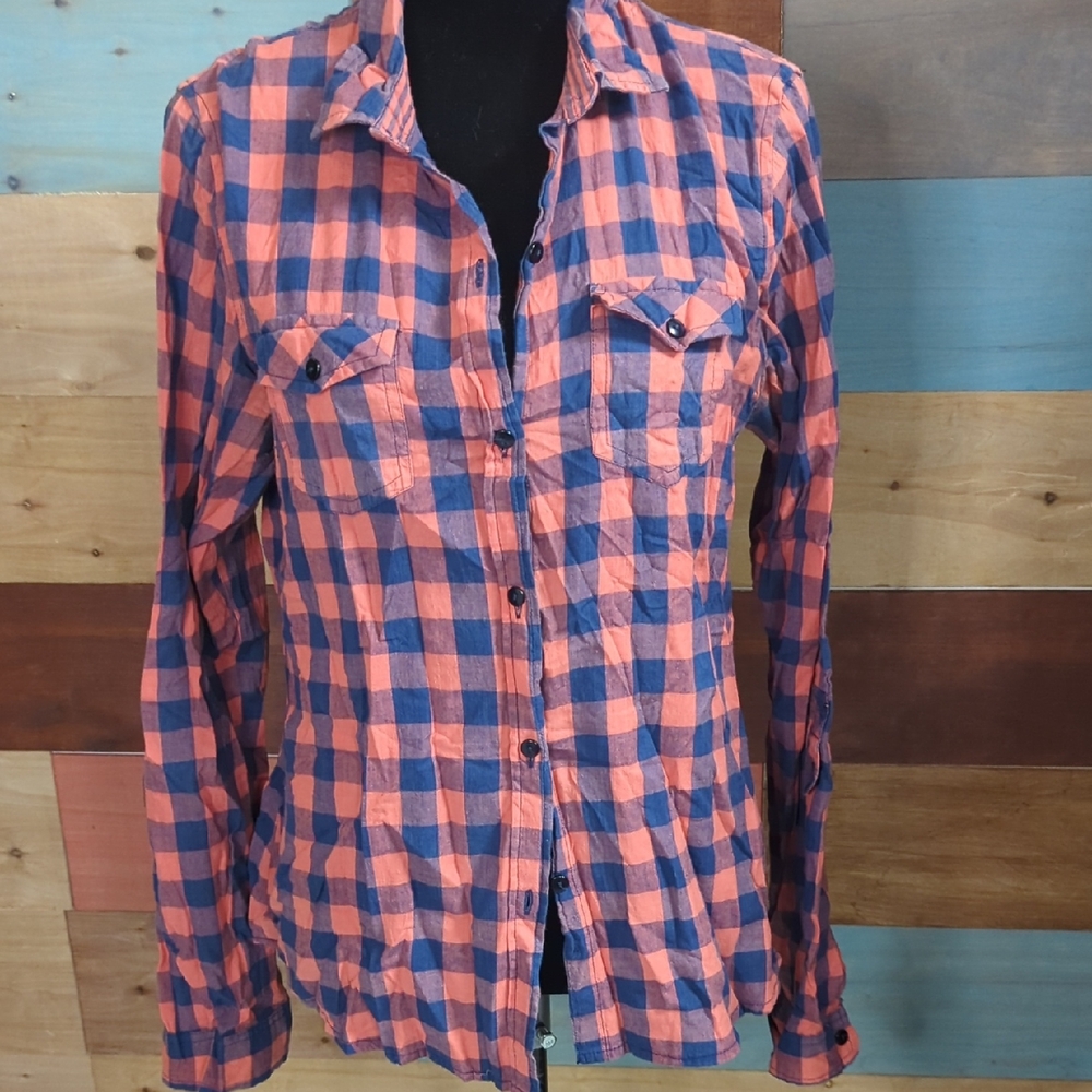 Passport Pink and Blue Plaid Button Down Shirt